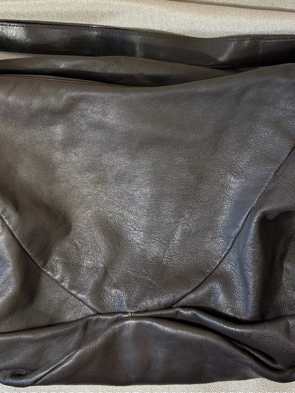 Kenneth Cole New York Dark Brown Genuine Leather Slouchy Hobo Shoulder Bag Larg